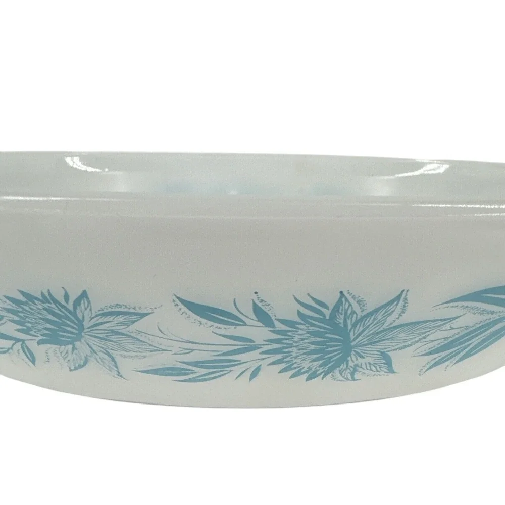 Divided Casserole‎ Dish Glasbake Blue Thistle Flower J-235 1 Qt Quart Vintage
